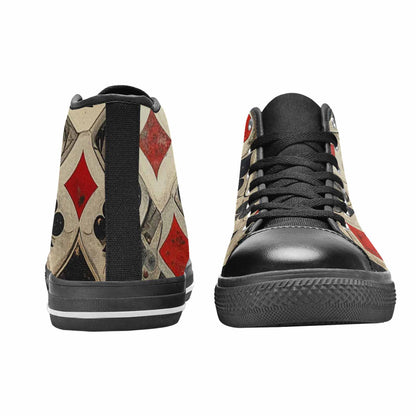 MEN'S Playing Card Suit High Top Canvas Vibrant Chaos Custom Sneakers