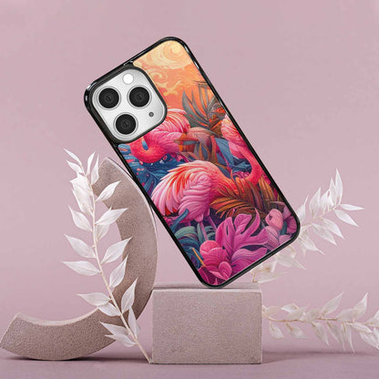 iPhone 15 Pro Max Case — Flamingo Tropical Flamingo Tropical Pattern Hundreds, Custom Designed Case Cover
