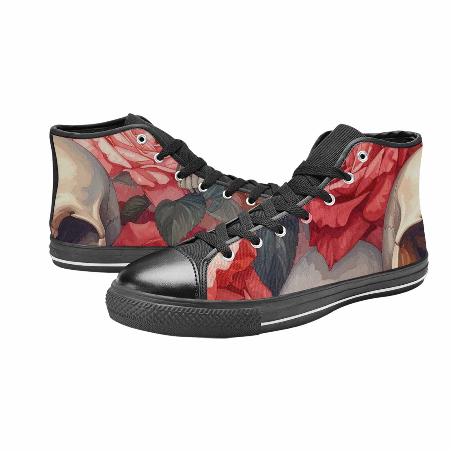 WOMEN'S Skulls Roses Soft Airbrush High Top Canvas Surreal Shoes