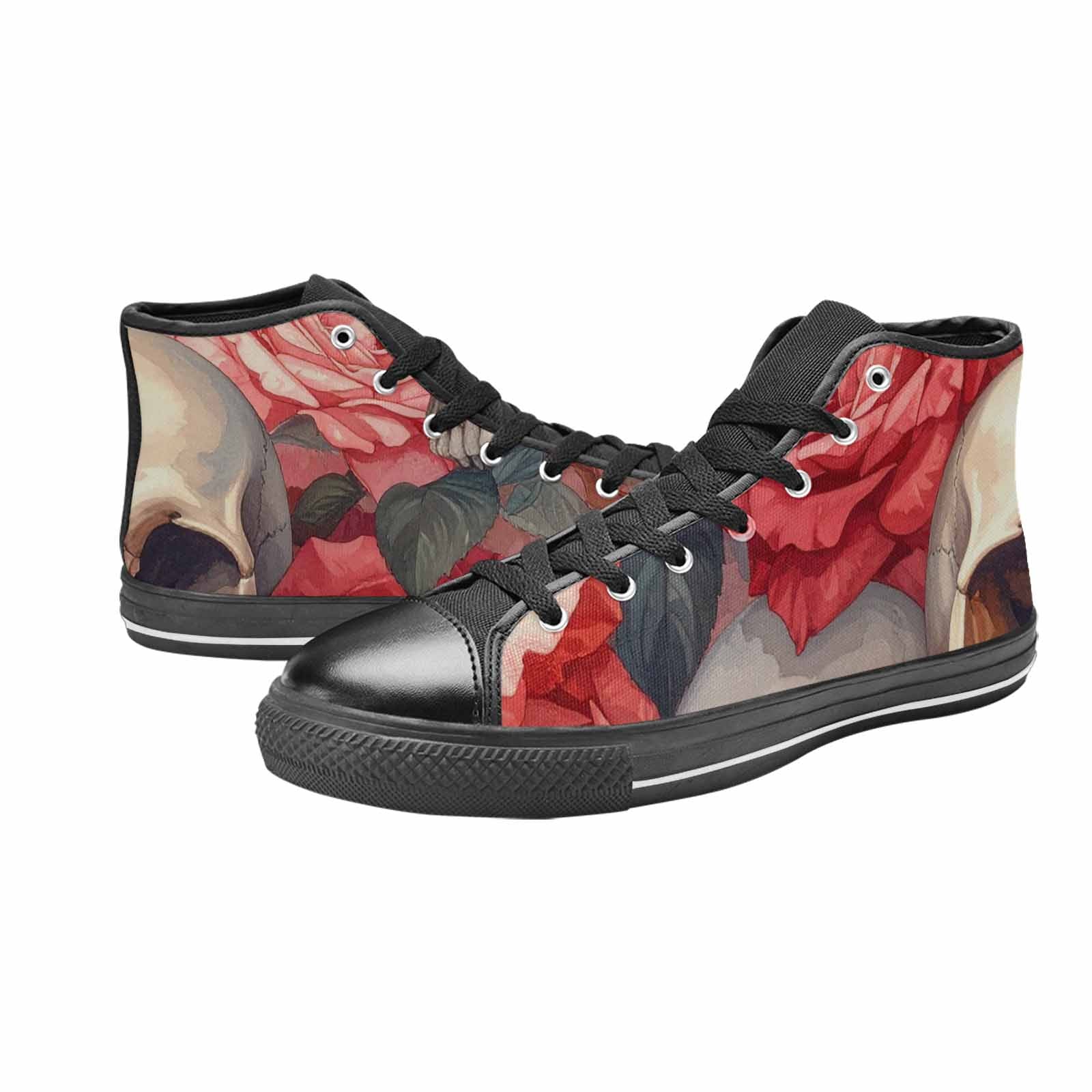 WOMEN'S Skulls Roses Soft Airbrush High Top Canvas Surreal Shoes