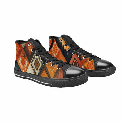MEN'S Southwestern Geometric Diamond High Top Canvas Dark Academia Shoes