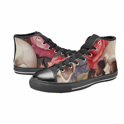 WOMEN'S Skulls Roses Soft Airbrush High Top Canvas Vibrant Chaos Shoes