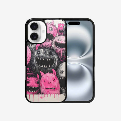 iPhone 16 Case — Monsters General Black Pink Ink Cartoon, Customized Protective Case