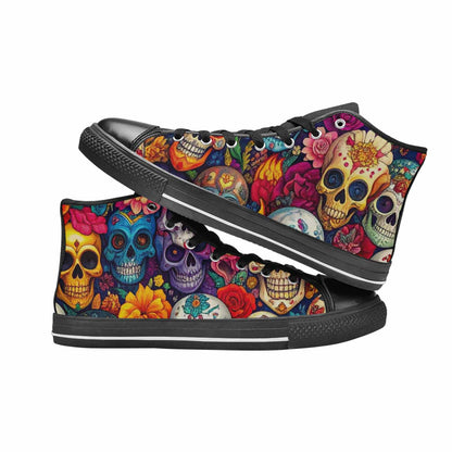 WOMEN'S Skull High Top Canvas Grunge Sneakers