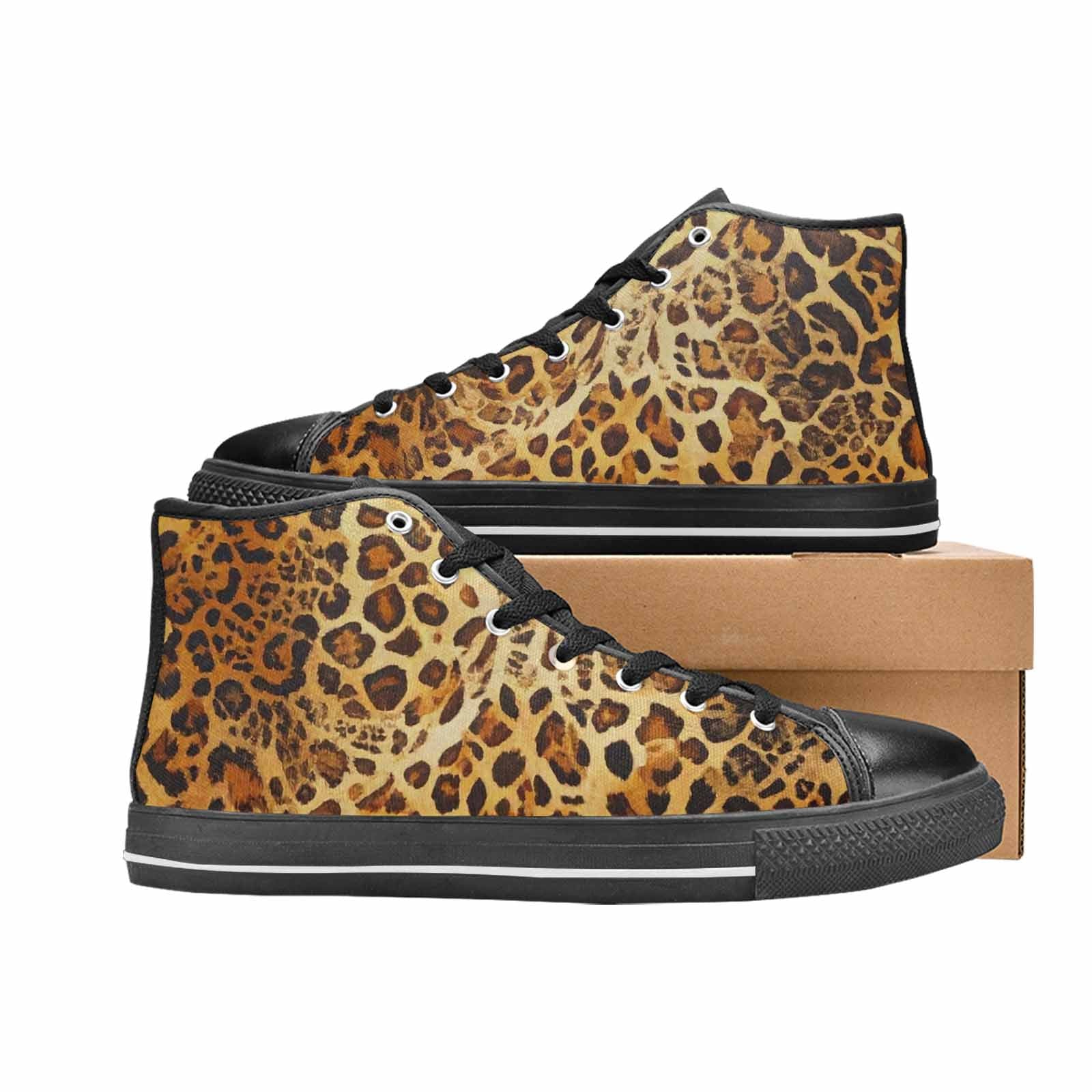 MEN'S Animal Print High Top Canvas Vibrant Chaos Custom Shoes