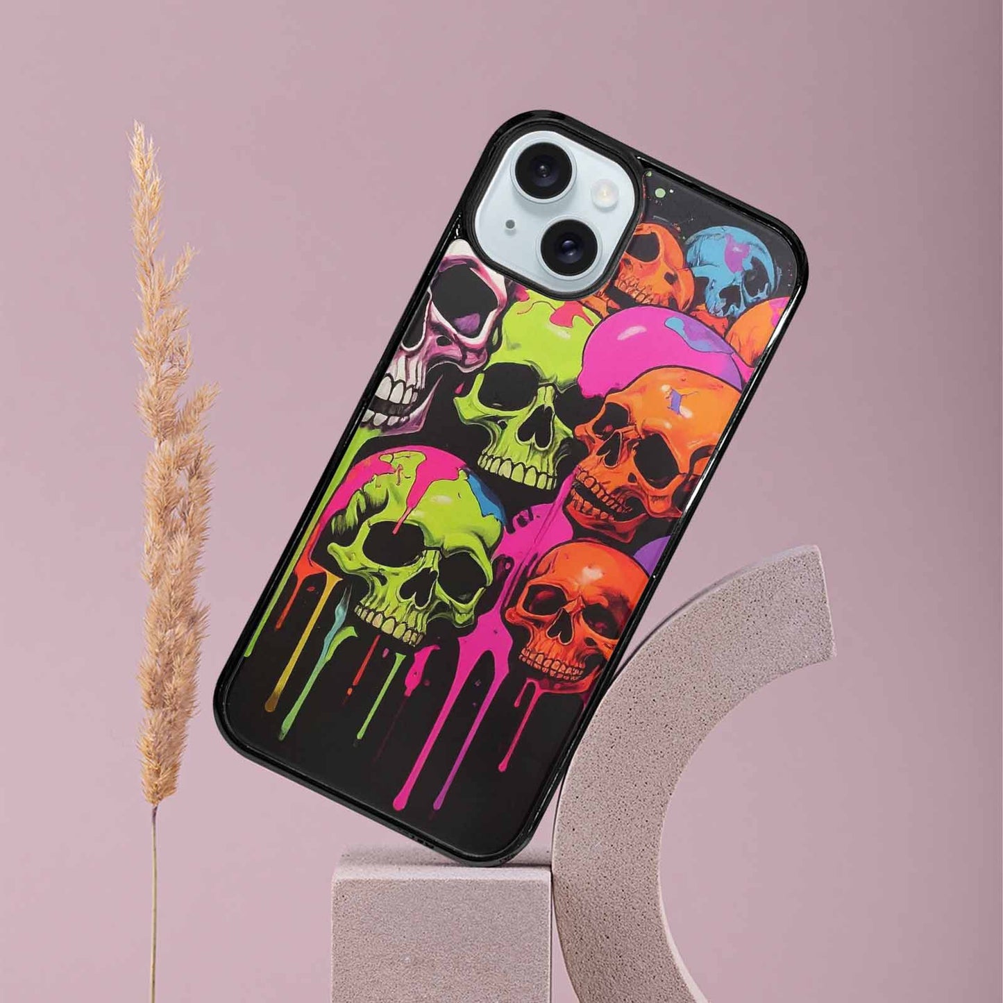 iPhone 15 Plus Case — Vibrant Camo 1000\'s Of Skeletons Neon, Custom Made Phone Cover