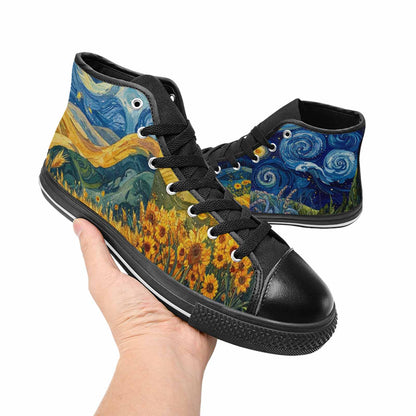 MEN'S Van Gogh-Style Swirl High Top Canvas Grunge Shoes