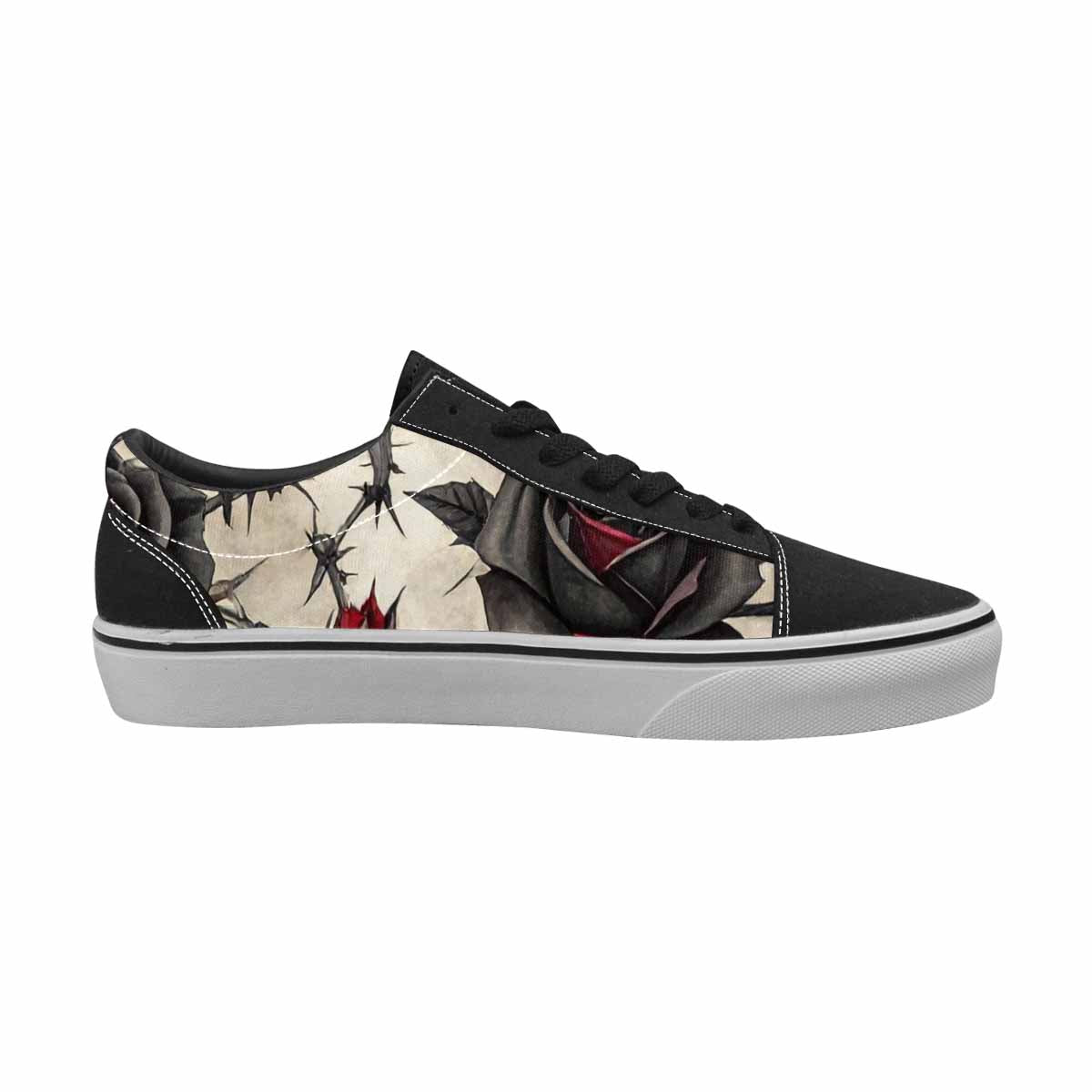 WOMEN'S Black Gothic Rose Canvas Lace-Up Vibrant Chaos Shoes