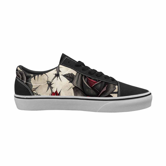 WOMEN'S Black Gothic Rose Canvas Lace-Up Vibrant Chaos Shoes