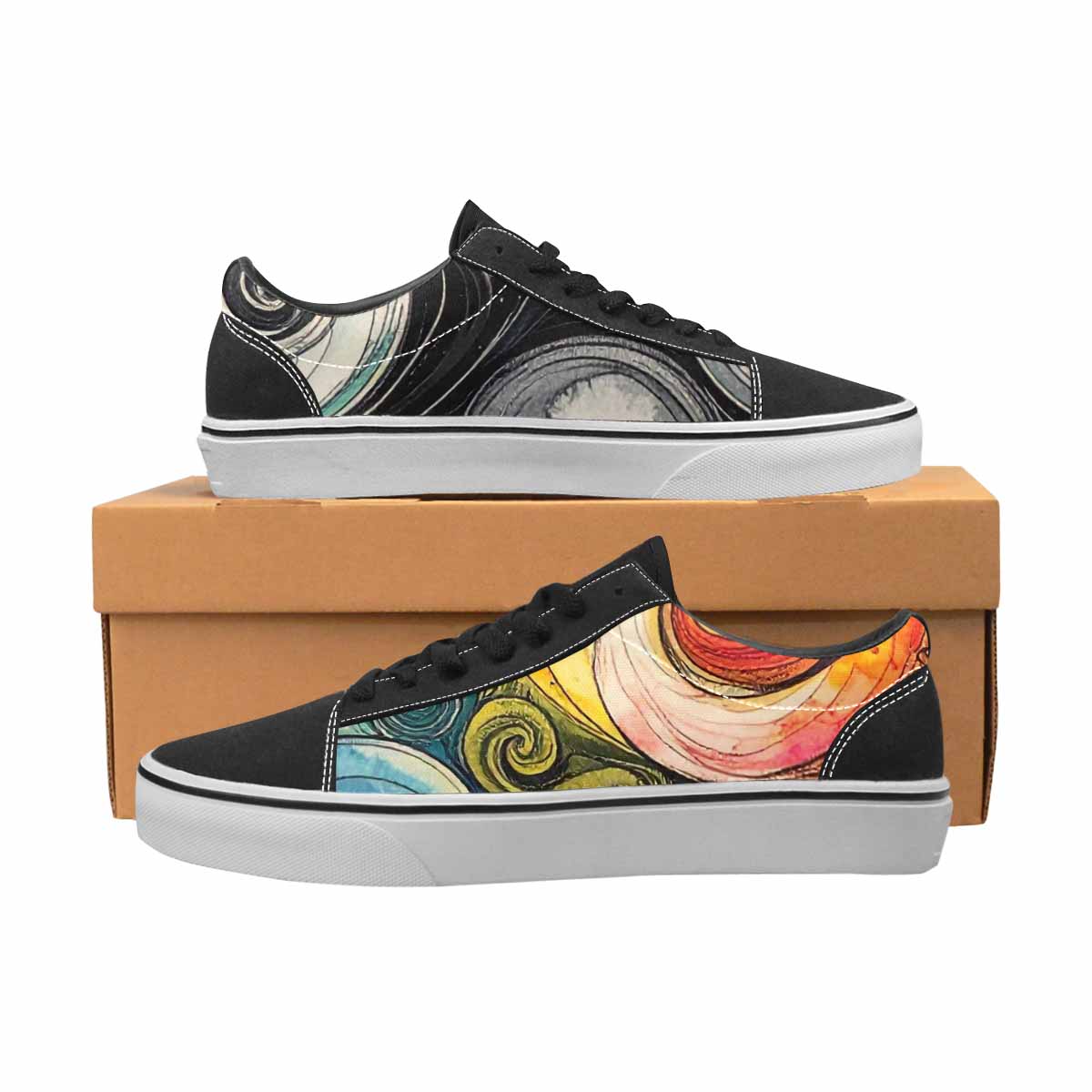 WOMEN'S Tie Lace-Up Canvas Vibrant Chaos Sneakers