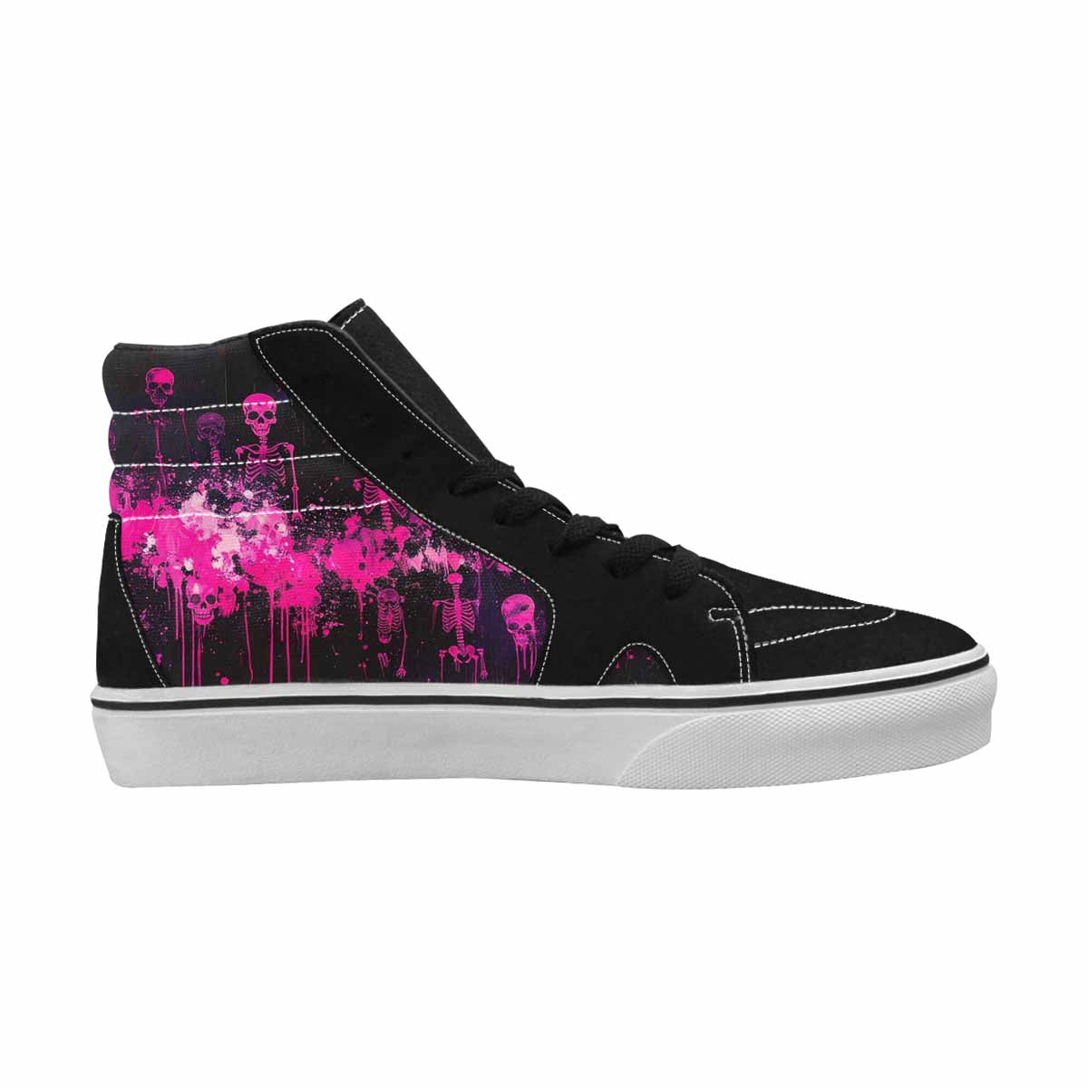 MEN'S Skeletons  Neon Pink High Top Canvas Dreamcore Custom Shoes