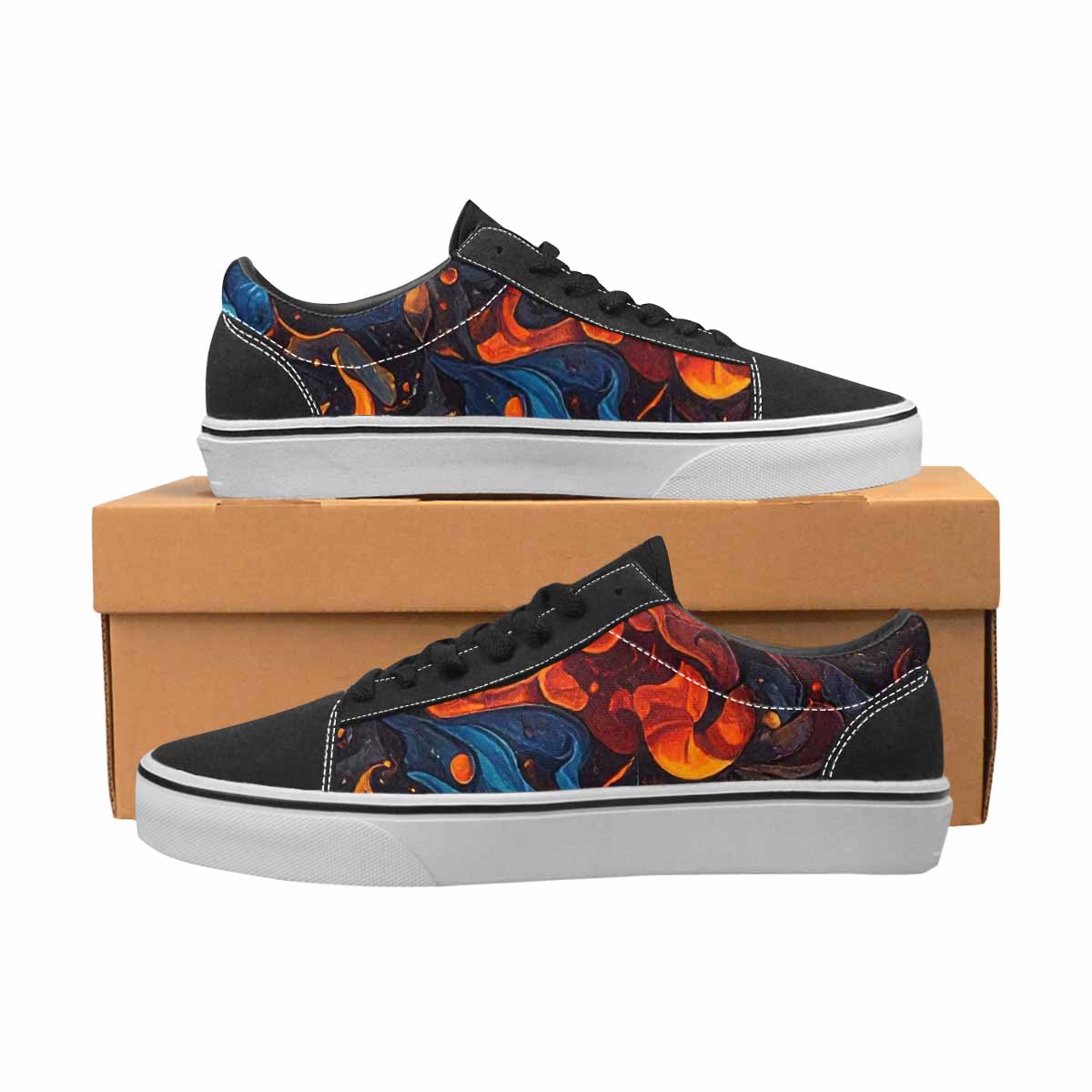 MEN'S Fire Flame Canvas Lace-Up Wallpaper Art Custom Sneakers