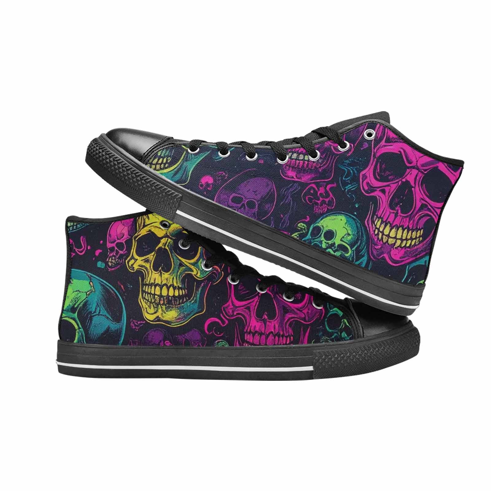 MEN'S Skulls - Neon High Top Canvas Aesthetic Custom Sneakers