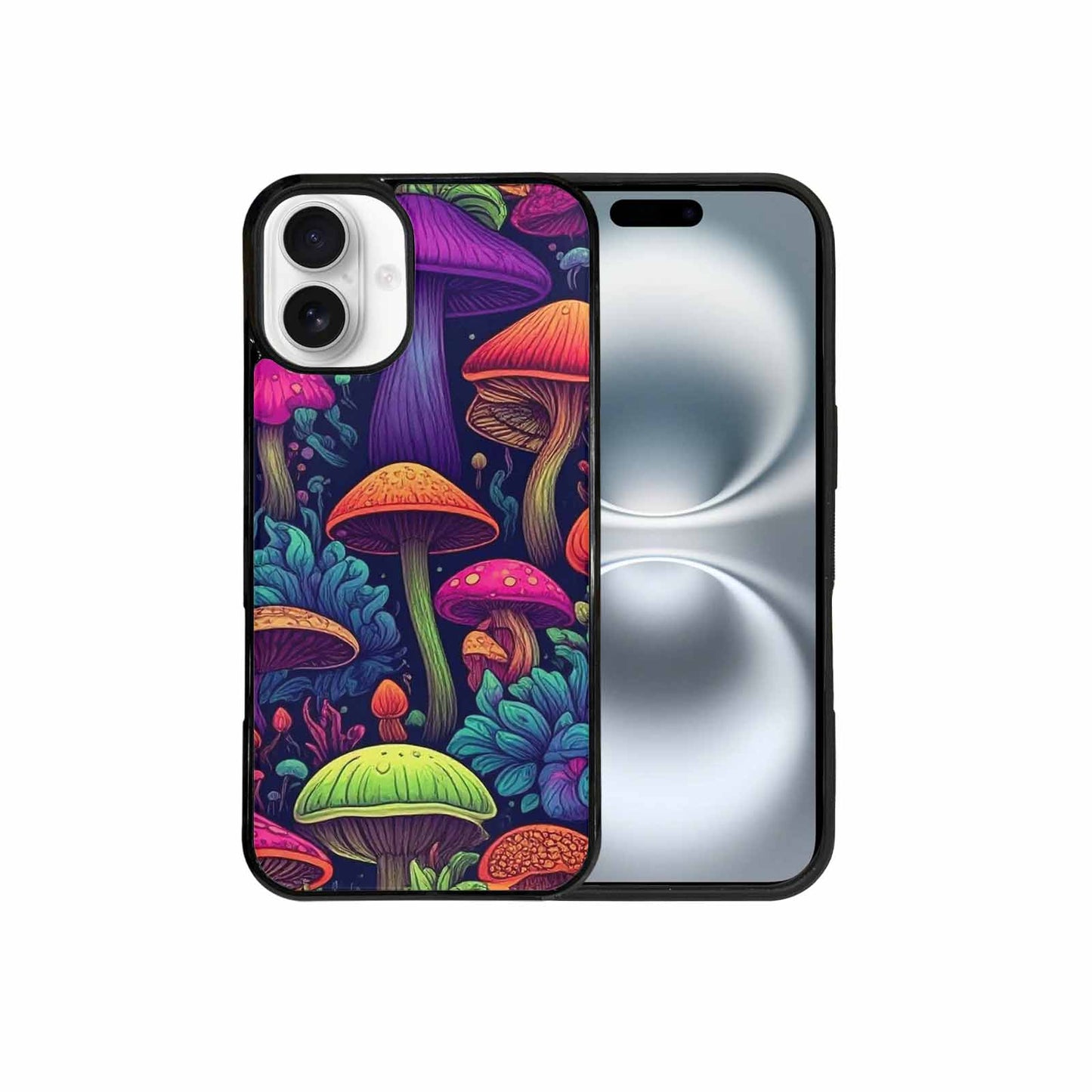 iPhone 16 Plus Case — Mushroom Psychedelic Art Seamless Pattern Vibrant, Custom Art Phone Cover