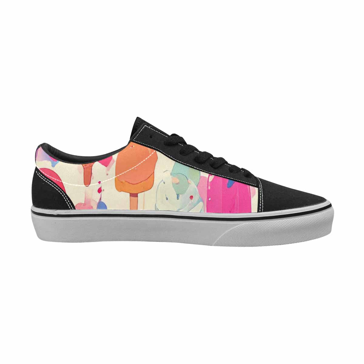 WOMEN'S Ice Cream Motif Ice Lace-Up Canvas Melting Art Custom Sneakers
