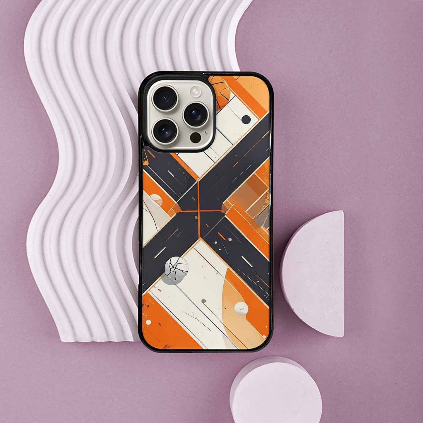 iPhone 16 Pro Max Case — Basketball Pattern Court Lines And Balls, Custom Phone Case