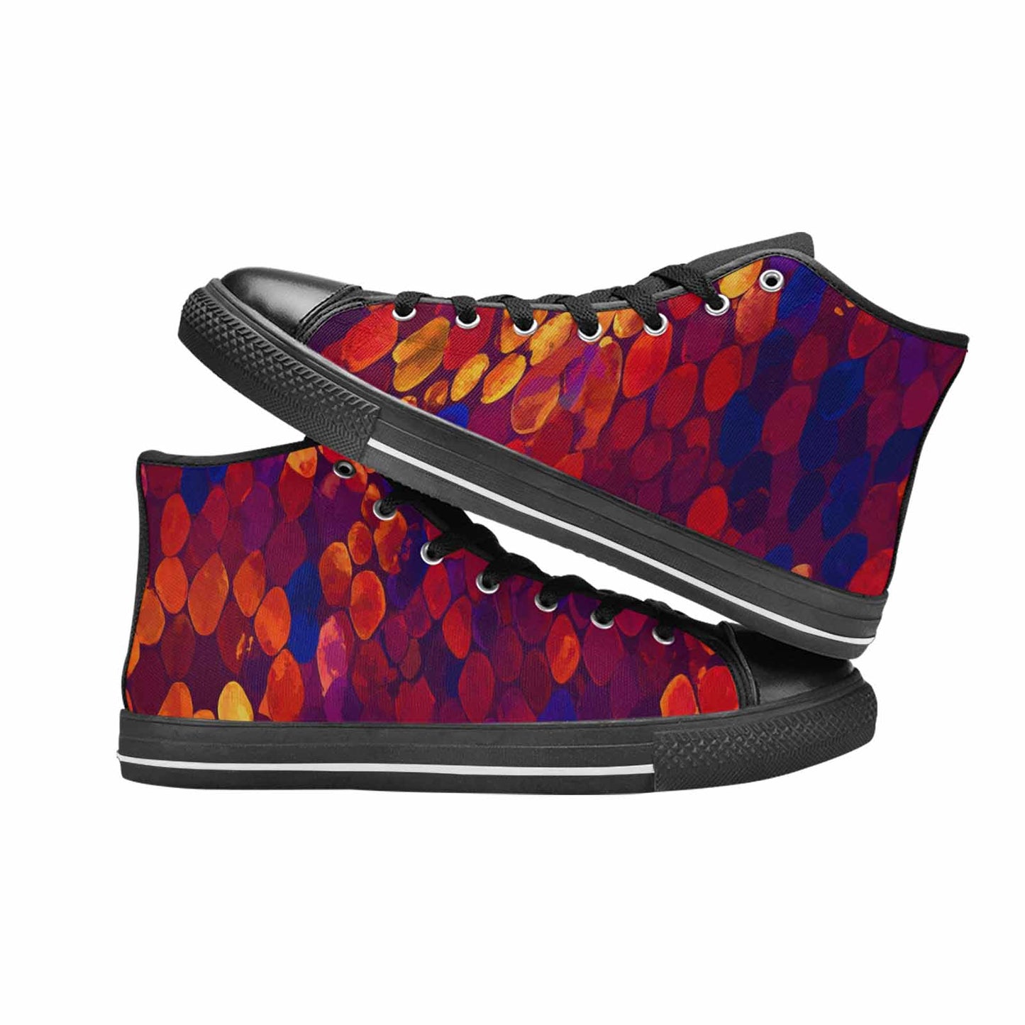 WOMEN'S Dark Snake Print High Top Canvas Vibrant Chaos Custom Sneakers