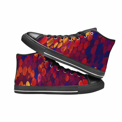 WOMEN'S Dark Snake Print High Top Canvas Vibrant Chaos Custom Sneakers
