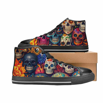 WOMEN'S Skull High Top Canvas Cottagecore Sneakers