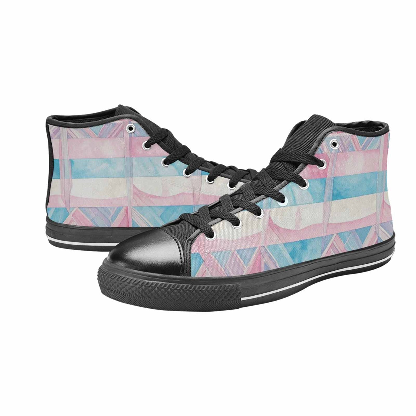 MEN'S Transgender Flag Color High Top Canvas Dark Academia Shoes