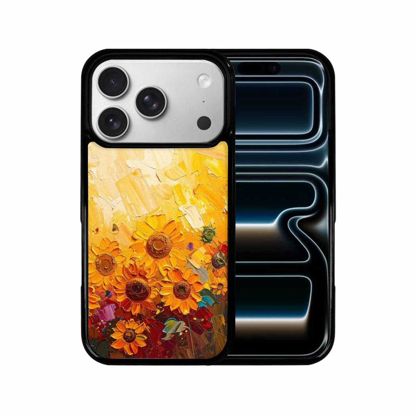 iPhone 17 Pro Case — Impressionist Sunflower Brushstroke Pattern Hundreds Floral, Custom Print Case Cover