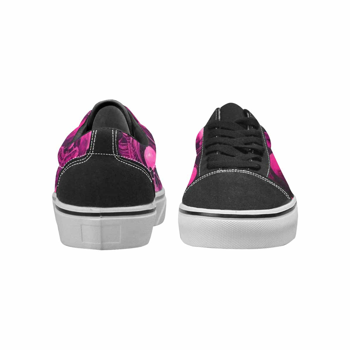 WOMEN'S Skeletons  Neon Pink Lace-Up Canvas Melting Art Custom Sneakers
