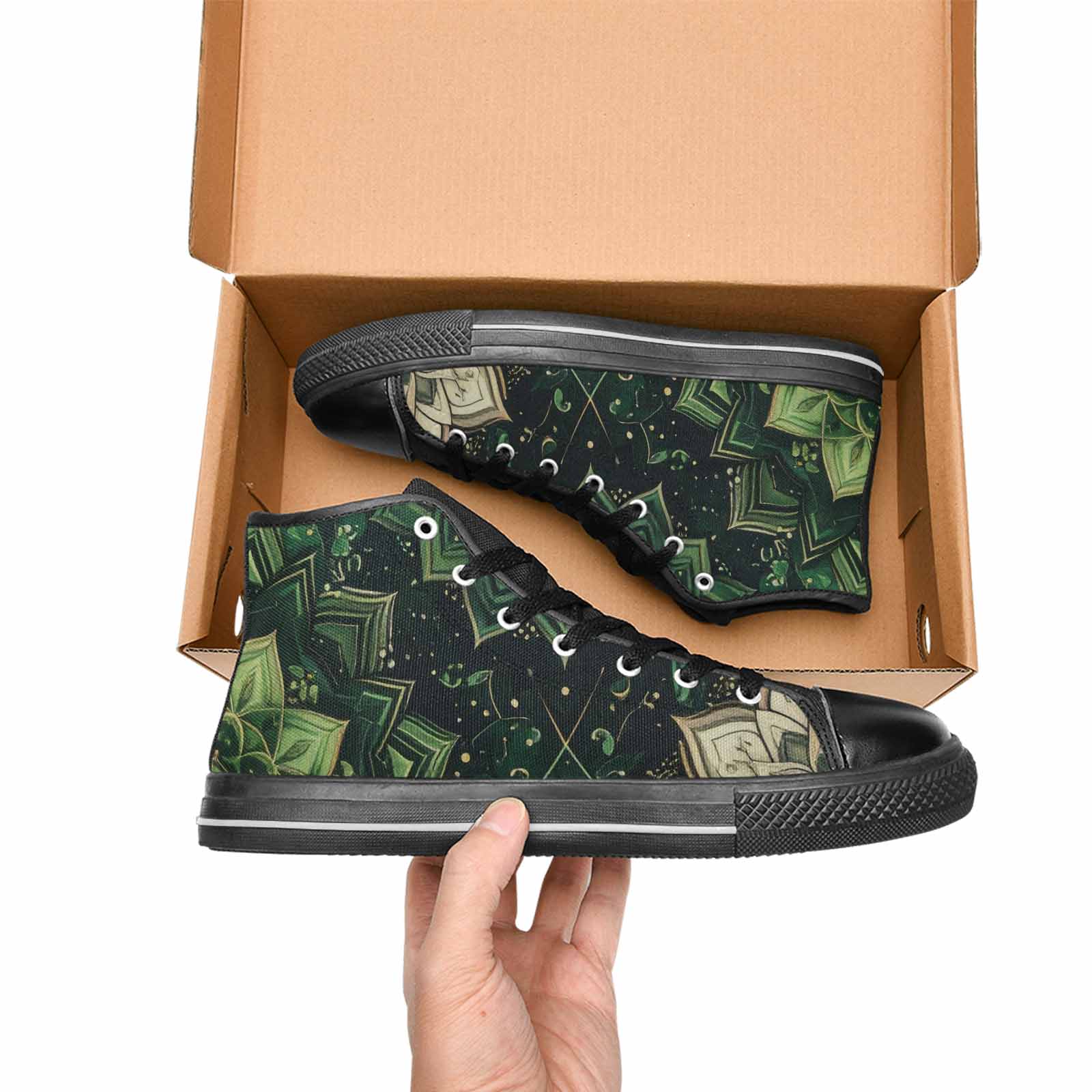 MEN'S Mandala High Top Canvas Neon Fantasy Custom Shoes