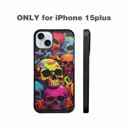 iPhone 15 Plus Case — 1000s Of Skulls Digital Camo Drip, Customized Protective Case