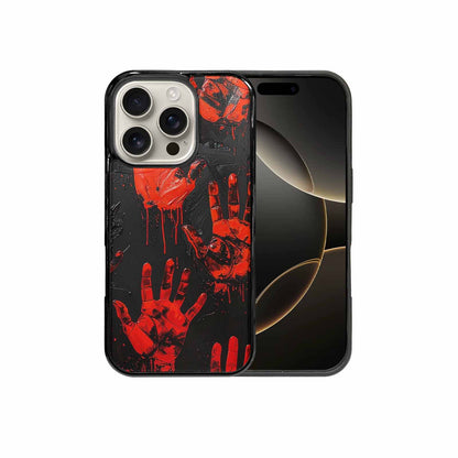 iPhone 16 Pro Case — Splatter Paint Art Hand Prints Black, Custom Print Case Cover
