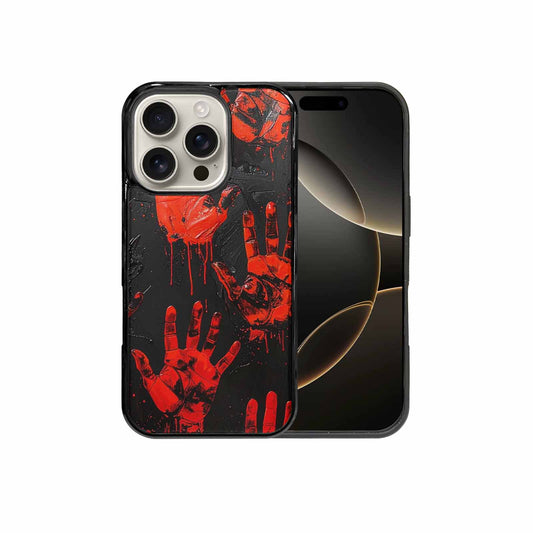 iPhone 16 Pro Case — Splatter Paint Art Hand Prints Black, Custom Print Case Cover