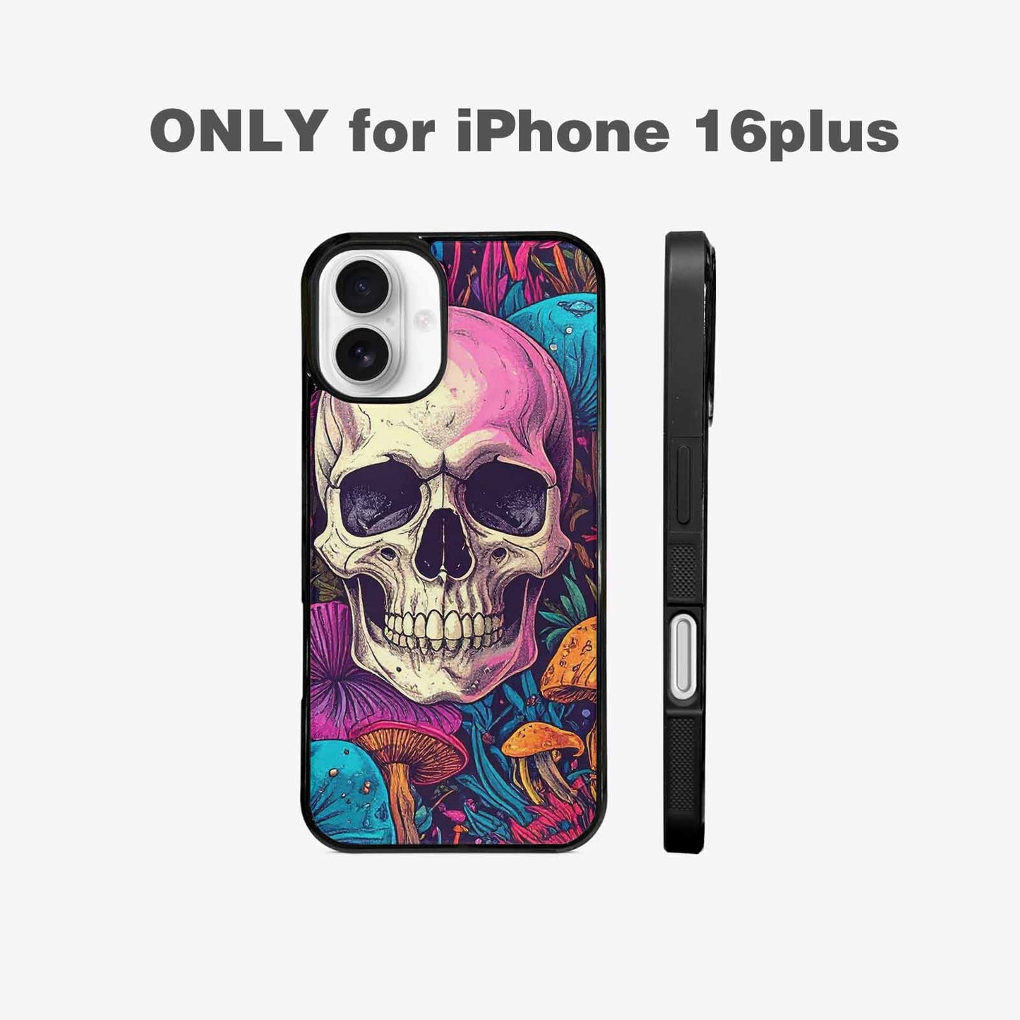 iPhone 16 Plus Case — Mushroom Skull Custom, Personalized Phone Case