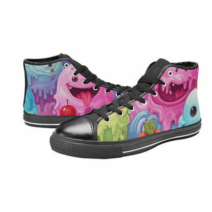 MEN'S Melting Icecream Monster Cherry High Top Canvas Surreal Shoes