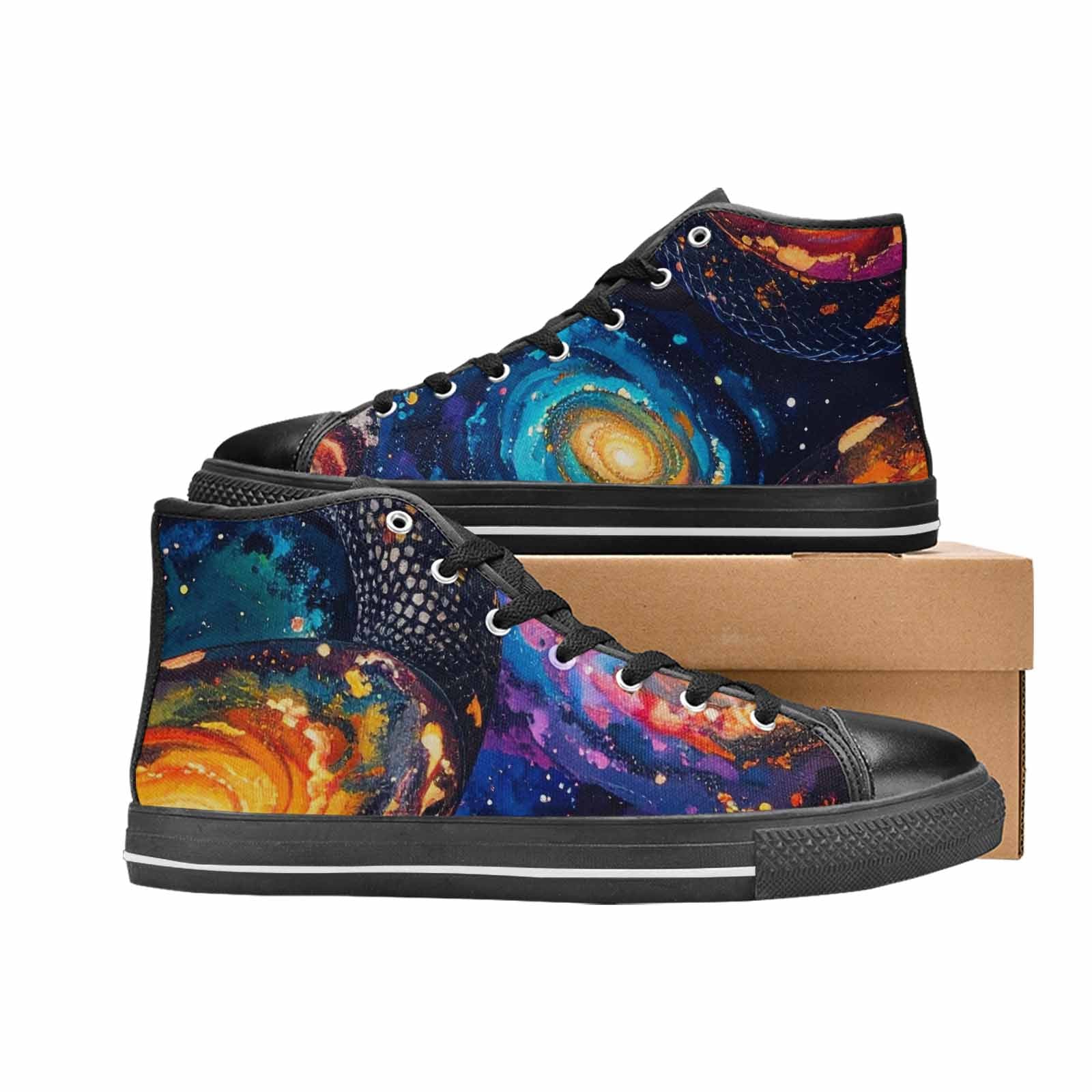 WOMEN'S Galaxy Snake Print High Top Canvas Dreamcore Shoes
