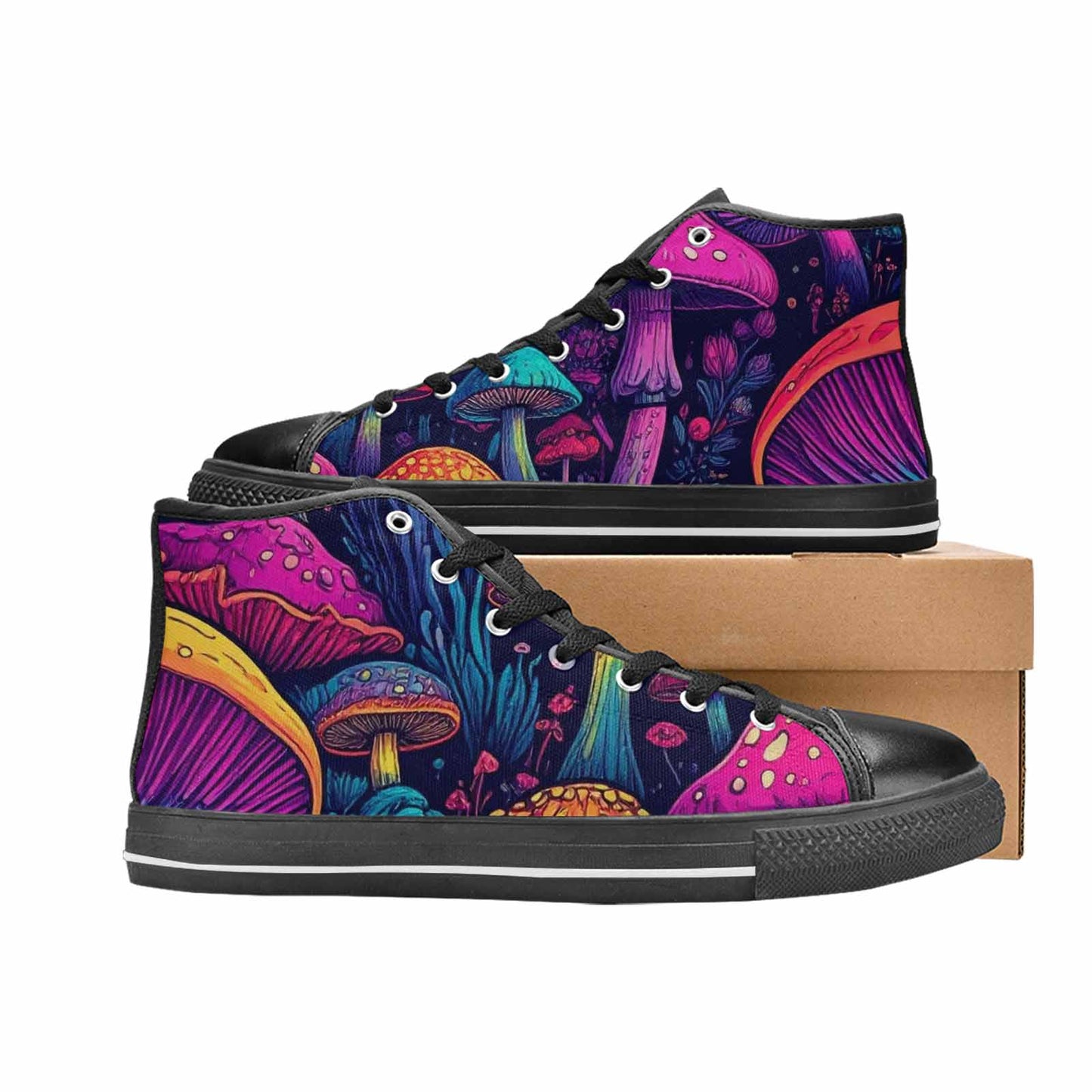 MEN'S Psychedelic Mushroom High Top Canvas Surreal Custom Shoes