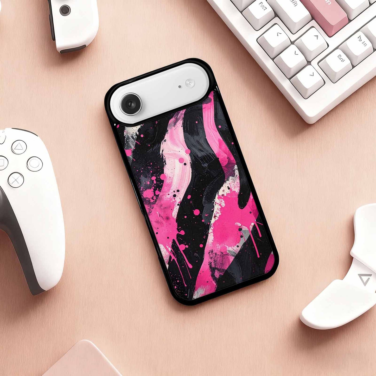 iPhone 17 Air Case — Black Pink Ink Zebra Stripe Animal, Custom Printed Phone Case