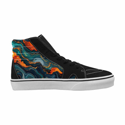 WOMEN'S Marble Dark High Top Canvas Grunge Custom Sneakers
