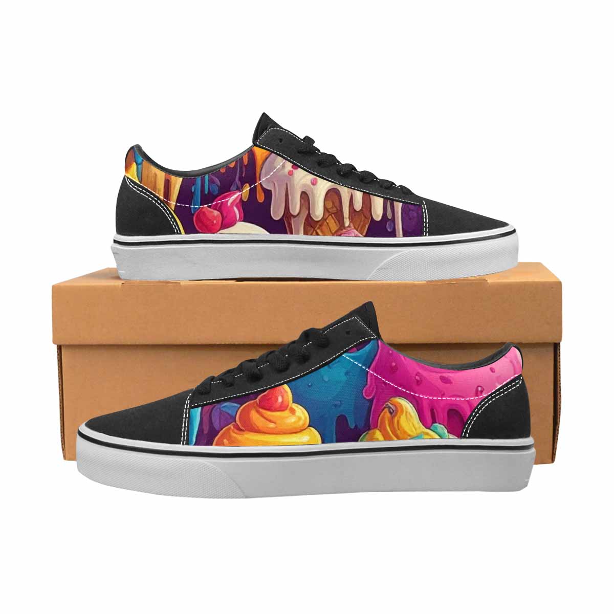WOMEN'S Melting Ice Cream Monster Lace-Up Canvas Surreal Shoes