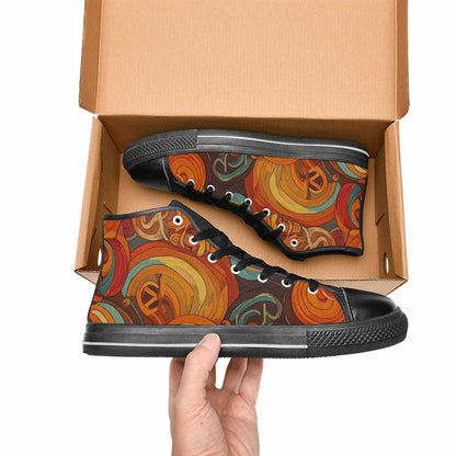 MEN'S Groovy 70S Peace High Top Canvas Neon Fantasy Shoes