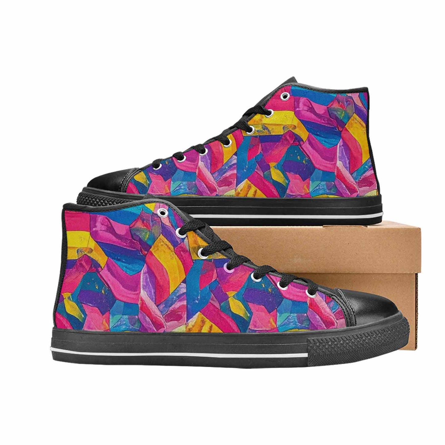 MEN'S Pansexual Flag Color High Top Canvas Dark Academia Custom Sneakers