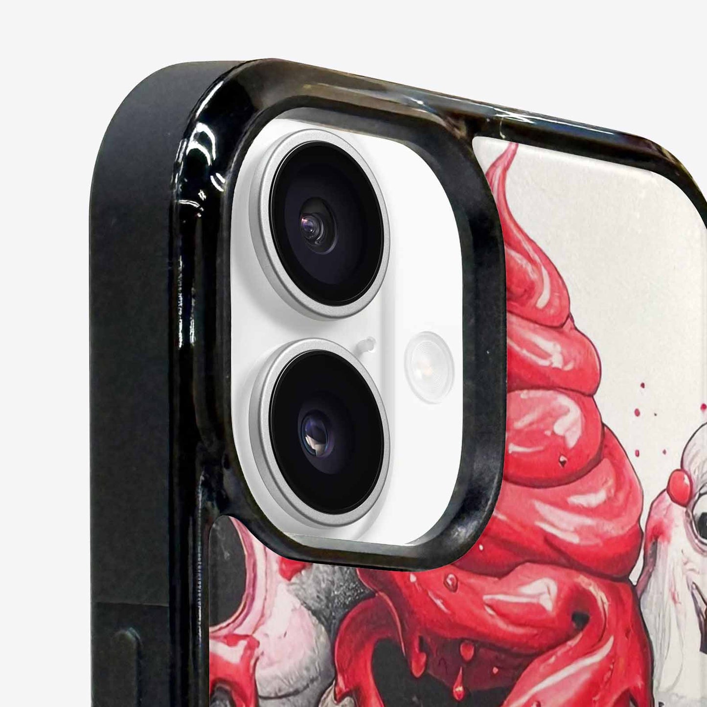 iPhone 16 Case — Ice Cream Monsters Black Red Ink, Original Design Phone Case