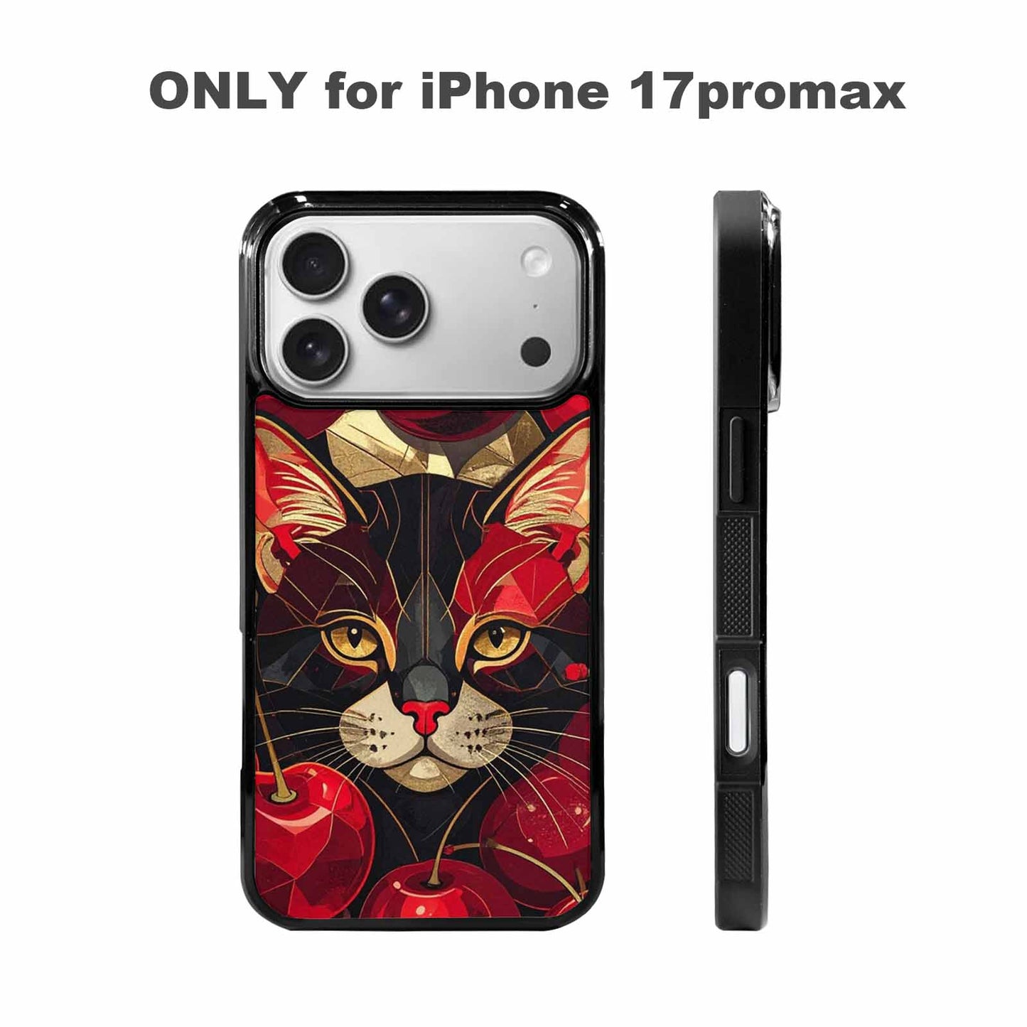 iPhone 17 Pro Max Case — Retro Cherry Cat Retro Vintage, Customized Protective Case