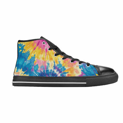 MEN'S Tie Dye Swirl High Top Canvas Cottagecore Custom Shoes