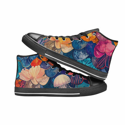 WOMEN'S Fish Scale Coral High Top Canvas Wallpaper Art Shoes