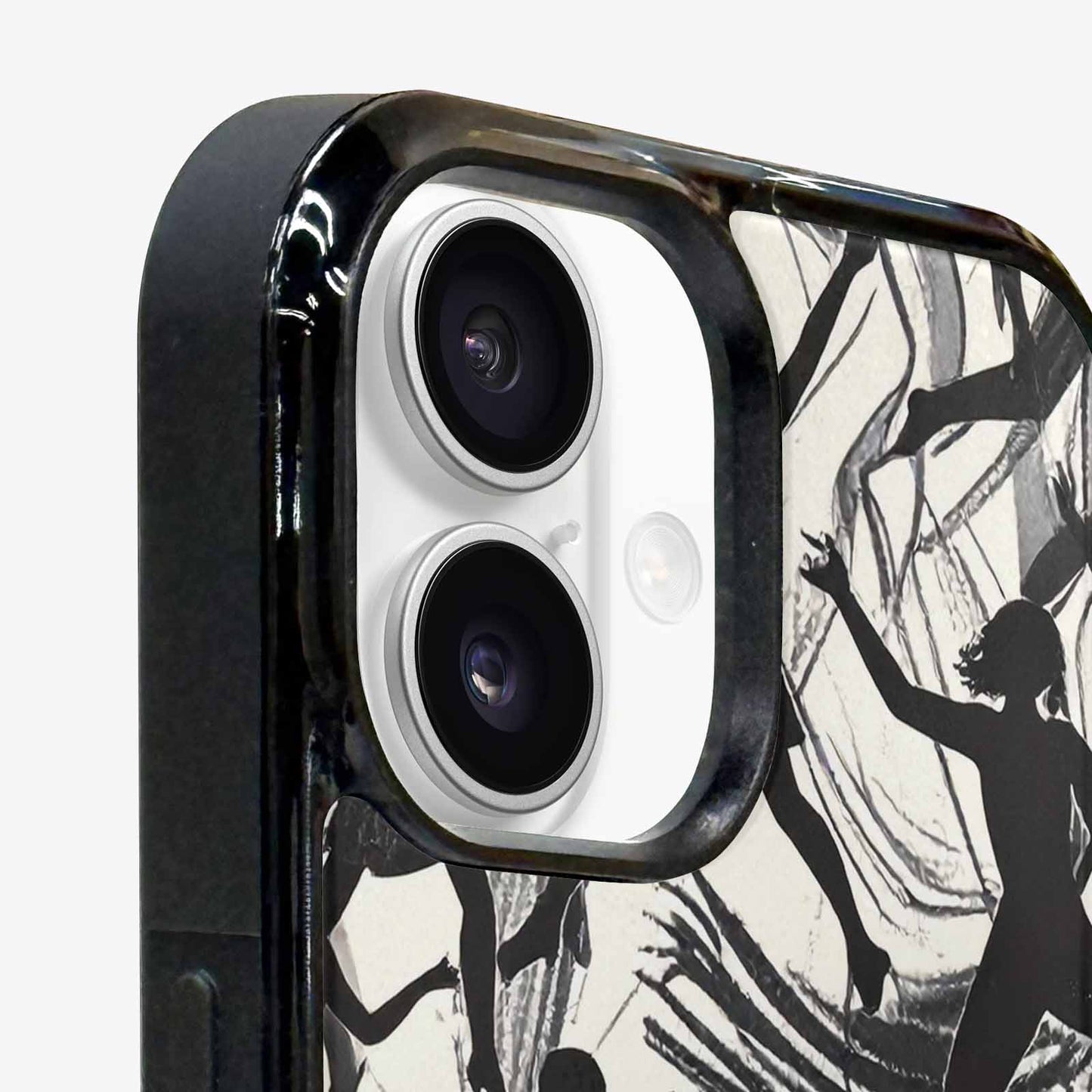 iPhone 16 Case — Bold Dancing Figure Line Art Pattern, Customized Protective Case