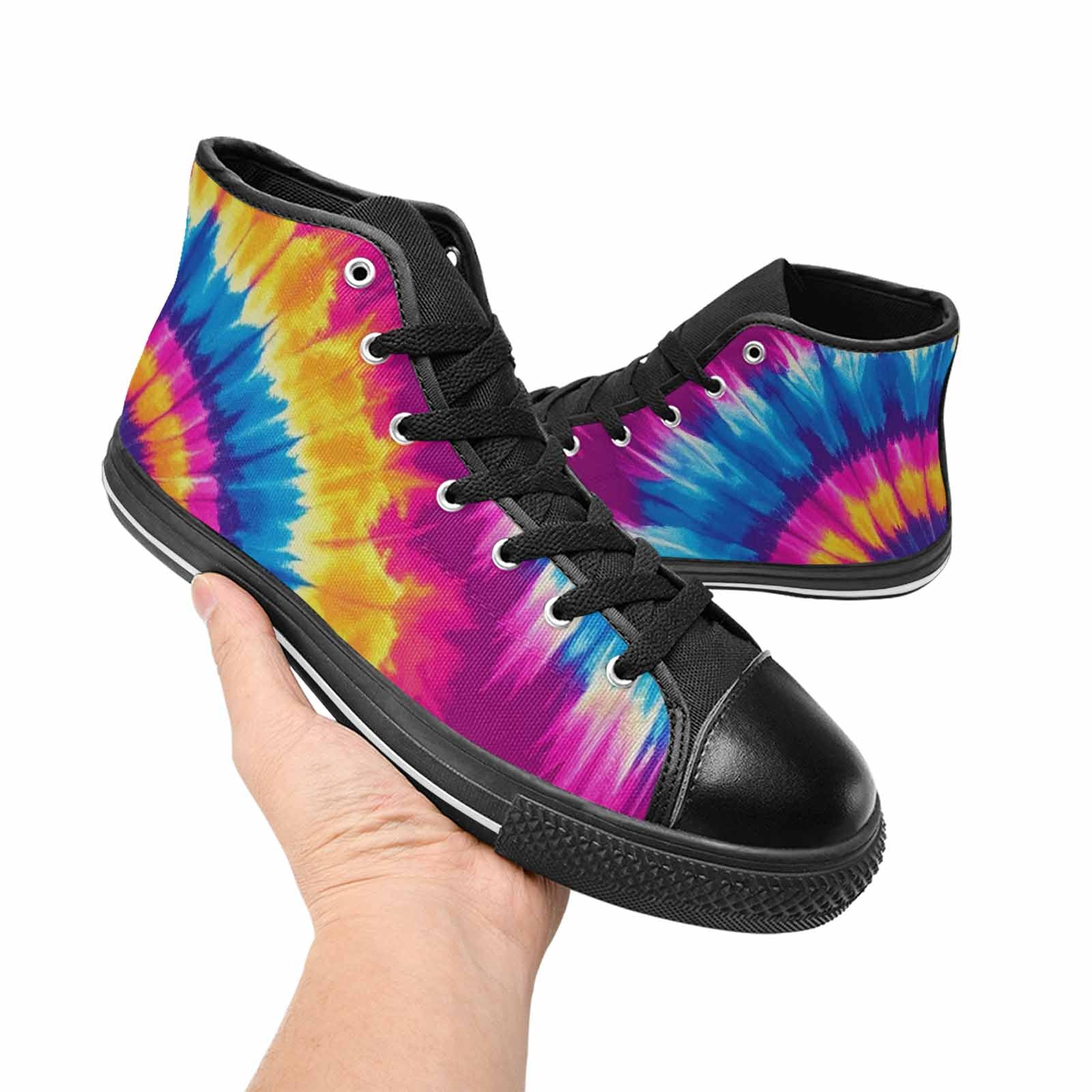 WOMEN'S Tie Dye Spiral High Top Canvas Wallpaper Art Custom Sneakers