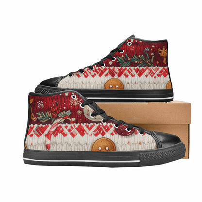 MEN'S Christmas Holly Snowflake High Top Canvas Aesthetic Custom Shoes