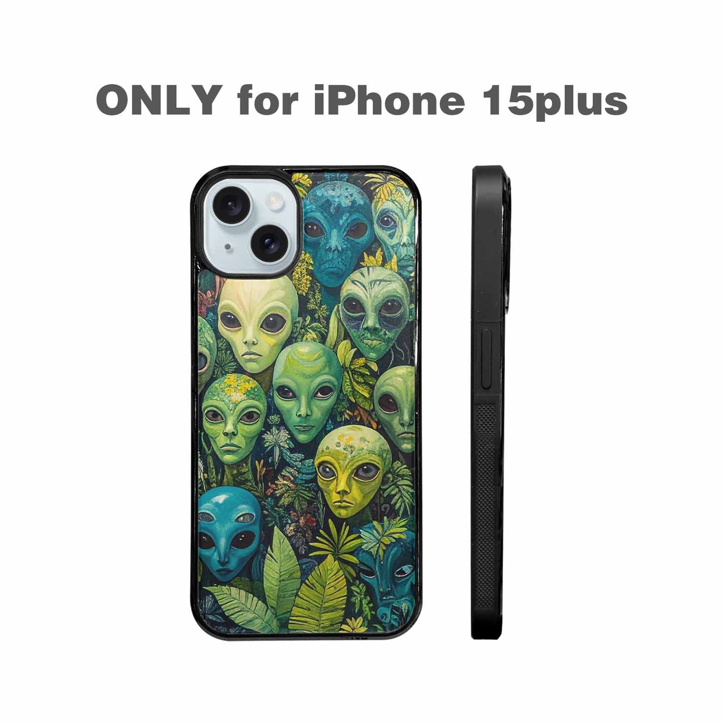 iPhone 15 Plus Case — Aliens Pattern Hundreds Of Sma Bcn, Custom Printed Phone Case