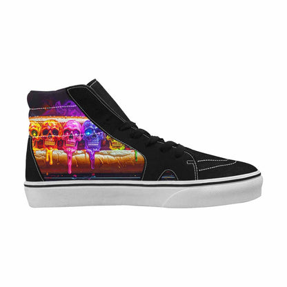 MEN'S Toxic Skeleton Hot Dog High Top Canvas Vibrant Chaos Sneakers