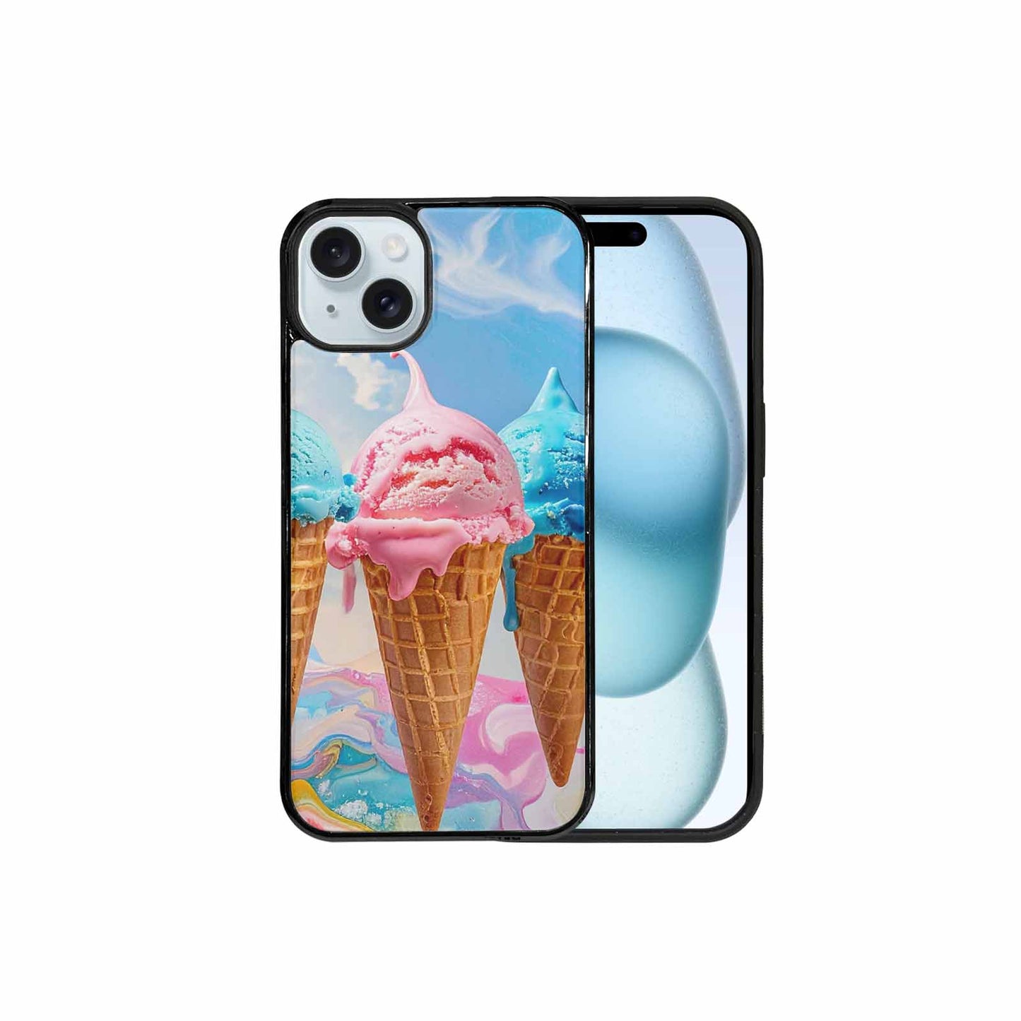 iPhone 15 Plus Case — Collage Of Overlapping Waffle Cone Icecream, Unique Phone Case Design