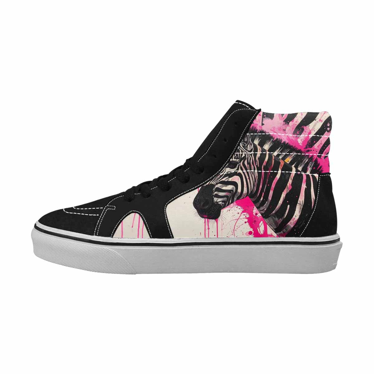 MEN'S Zebra Stripe Burst High Top Canvas Kaleidoscope Custom Sneakers